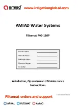 amiad Filtomat MG-110P Installation, Operation And Maintenance Instructions preview