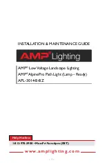 Предварительный просмотр 1 страницы AMP Lighting AlpinePro Path Light Installation & Maintenance Manual