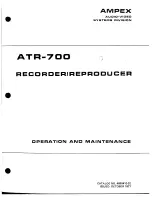 Preview for 1 page of Ampex ATR-700 Operation And Maintenance