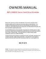 Preview for 1 page of AMS 2000HD Series Owner'S Manual