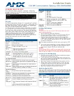 Preview for 1 page of AMX CSG SIP Communications Gateway 544/580 Installation Manual