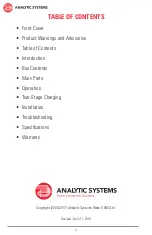 Предварительный просмотр 4 страницы Analytic Systems BCA150 Installation & Operation Manual