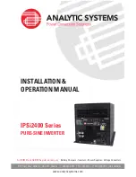 Предварительный просмотр 1 страницы Analytic Systems IPSi2400 Series Installation & Operation Manual