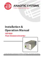 Предварительный просмотр 1 страницы Analytic Systems IVS1000 Installation & Operation Manual