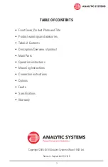 Предварительный просмотр 3 страницы Analytic Systems VCH10W Installation & Operation Manual