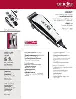 Andis Adjustable Blade Clipper MV-1 18065 Specification Sheet preview