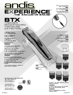 Предварительный просмотр 2 страницы Andis Experience BTX Specification