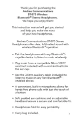 Preview for 3 page of Andrea BT-875 User Manual