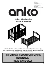 anko 2-in-1 Wooden Cot Instruction Manual предпросмотр