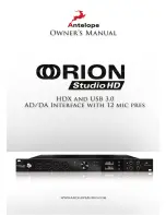 Antelope Orion Studio HD Owner'S Manual preview