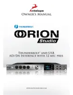 Preview for 1 page of Antelope Orion Studio Thunderbolt Owner'S Manual