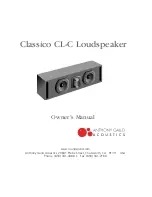 Preview for 1 page of Anthony Gallo Acoustics Classico CL-C Owner'S Manual