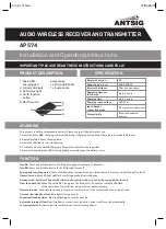 Preview for 1 page of Antsig AP574 Installation And Operating Instructions