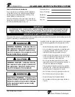 Preview for 3 page of Antunes Filtration Technologies SE-4200 Owner'S Manual