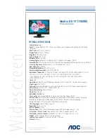 Preview for 1 page of AOC 19LVWK Specifications