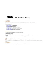 Preview for 1 page of AOC 2217PWC User Manual