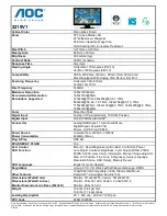 AOC 2219V1 Specification Sheet preview