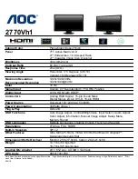 Preview for 1 page of AOC 2770VH1 Specifications