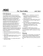 Предварительный просмотр 2 страницы AOC 7KLR User Manual