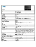 AOC 913FW Specifications preview