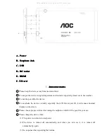 Preview for 2 page of AOC D70A15 User Manual