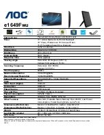 Preview for 1 page of AOC e1649Fwu Specifications