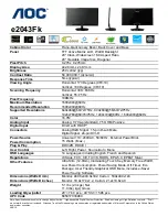 Preview for 1 page of AOC E2043FK Specifications