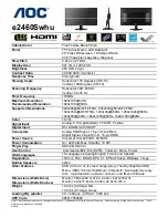 Preview for 1 page of AOC e2460Swhu Dimensions