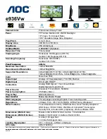 Preview for 1 page of AOC E936VW - Datasheet