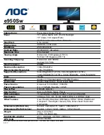 AOC E950SW Specifications preview