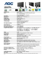 AOC i2367Fh Dimensions preview