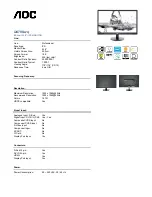 Preview for 1 page of AOC i2470Swq Specifications