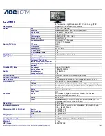 AOC L22W898 Specification Sheet preview