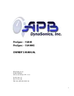 APB-DynaSonics ProSpec - 1U4M4S Owner'S Manual предпросмотр