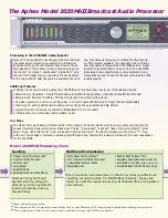 Предварительный просмотр 2 страницы Aphex Broadcast Audio Processor 2020Mk II Brochure