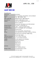 Preview for 2 page of APM AAIP-W610H Specification Sheet