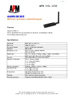 Предварительный просмотр 1 страницы APM IEEE 802.11g Wireless LAN USB Adapter AAWUS036E Specifications