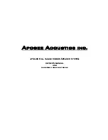 APOGEE ACOUSTICS Full Range Ribbon Speaker System Owner'S Manual And Assembly Instructions предпросмотр