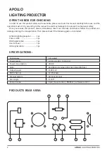 Preview for 2 page of Apollo LIGHTING PROJECTOR User Manual