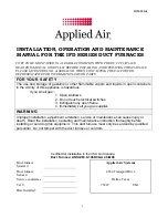 Preview for 1 page of Applied Air IFD SERIES Installation, Operation And Maintenance Manual