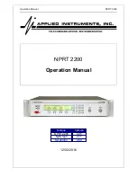 Preview for 1 page of Applied Instruments NPRT 2200 Operation Manual