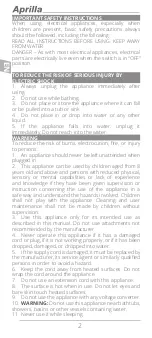 Preview for 2 page of APRILIA AHS 2013 Instruction Manual