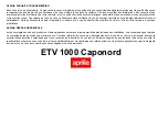 Предварительный просмотр 1 страницы APRILIA ETV 1000 Caponord Manual