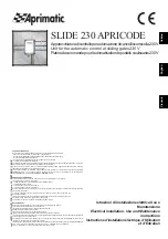 Preview for 1 page of Aprimatic SLIDE 230 Electrical Installation, Use And Maintenance Instructions