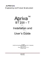 Предварительный просмотр 2 страницы Apriva BT 200-T Installation And User Manual