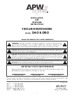 APW Wyott DAO Installation And Operating Instructions preview