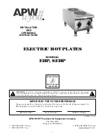 Предварительный просмотр 1 страницы APW Wyott EHP Installation And Operating Instructions Manual