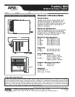 Предварительный просмотр 2 страницы APW Wyott Fastrac 800 Specification Sheet