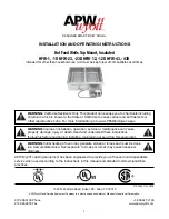 APW Wyott HFW-1 Installation And Operating Instructions Manual preview