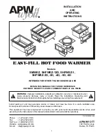 APW Wyott SHFWEZ-1 Installation And Operating Instructions Manual preview